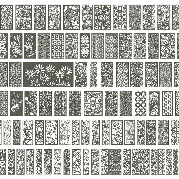 Panels collection 5, Floral Pattern, Vector files, for laser cut, cnc, digital files CDR, dxf, eps, svg, ai, plt. Set. Sale