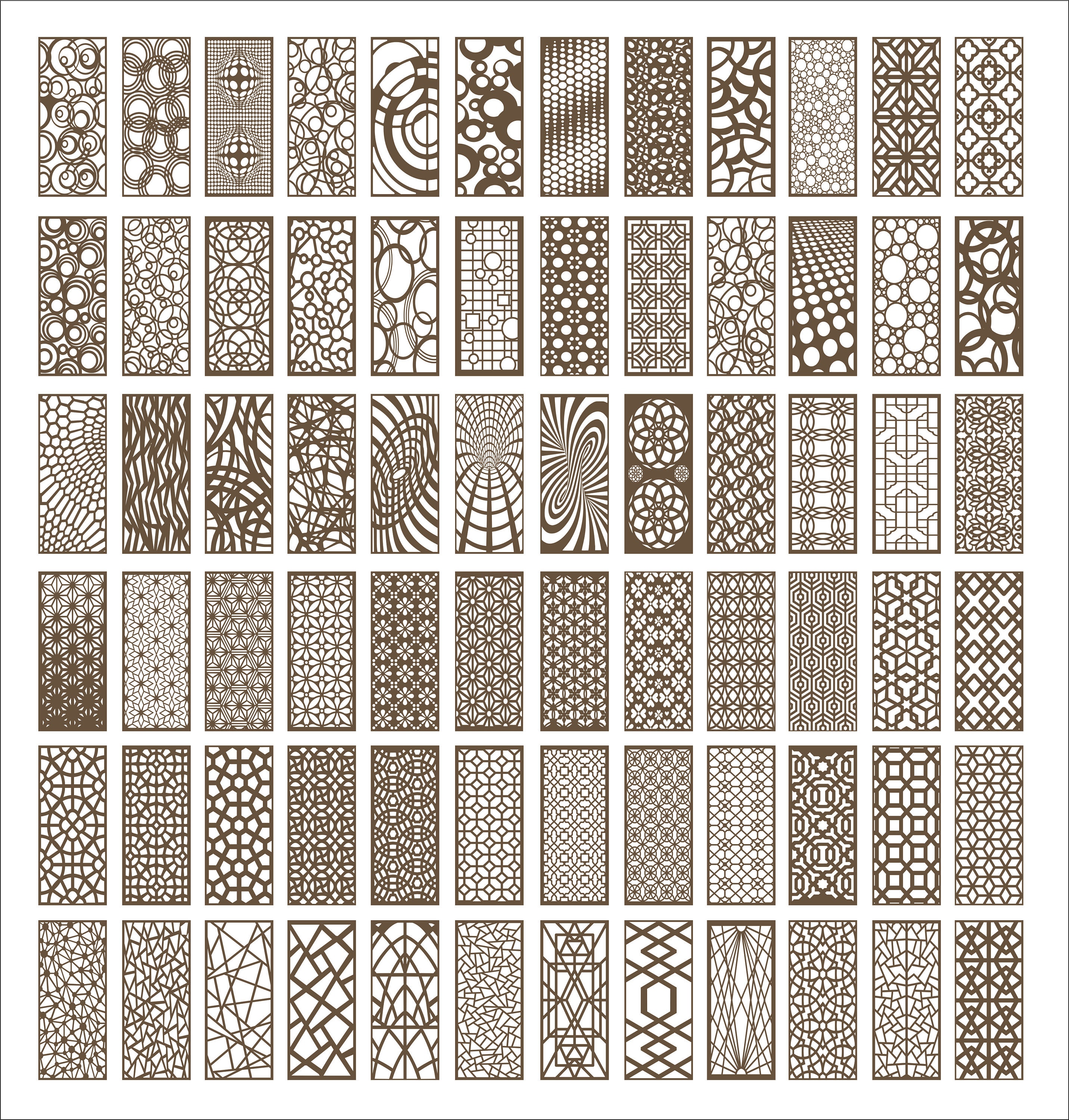 Geometric Pattern Panel Collection 14 â CNC Wall Art Vector Ornaments (CDR, DXF, EPS, SVG, AI, PLT) Digital Files