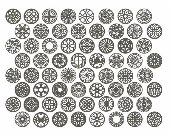 Round coasters. Collection 7. Geometric Vector files, for laser cut, cnc. CDR, DXF, EPS, svg, ai, plt. Set 64 pc. Set. sale