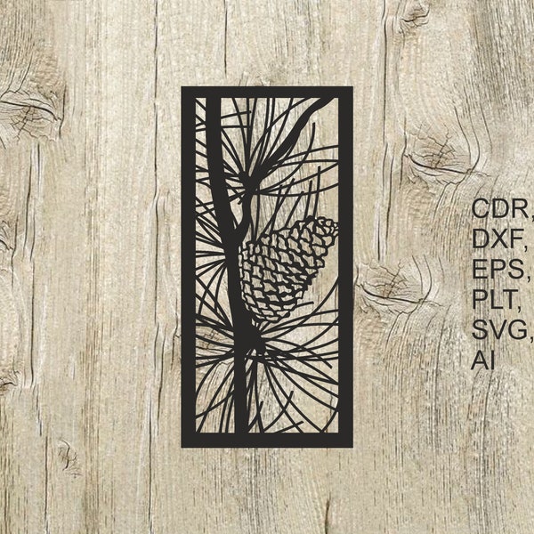 Panel 078. Pine Cone. Vector files, for laser cut, cnc, digital files cdr, dxf, eps, ai, svg, plt