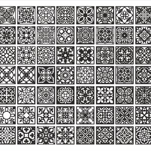 Square Panels collection 39, Geometric mandala patterns. Vector files, for laser cut, cnc. CDR, DXF, EPS, svg, ai, plt
