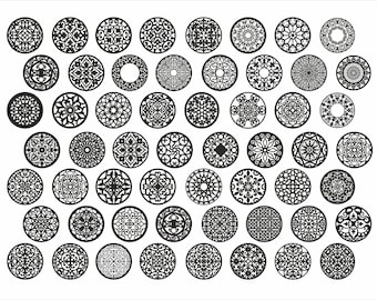 Round mandala coasters 56pc. set. Collection 28. Fine pattern. Geometric Vector files, for laser cut, cnc. CDR, DXF, EPS, svg, ai, plt