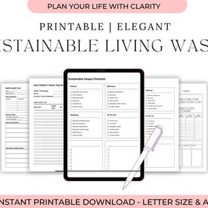 Zero Waste Planner Printable PDF: Eco Journal, Sustainable Living Tracker (Digital Download)