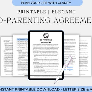 Co-Elternschaftsvereinbarung Vorlage zum Ausdrucken, gemeinsames Sorgerecht & Besuchsvertrag, gemeinsamer Elternplan, geschiedene Elternsorgenvereinbarung
