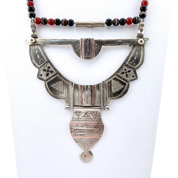 Vintage Handworked Silver Statement Necklace — No… - image 11