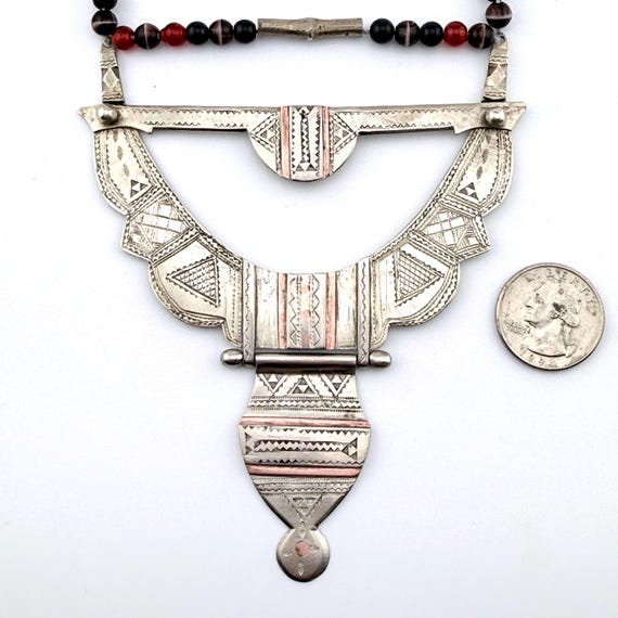 Vintage Handworked Silver Statement Necklace — No… - image 14