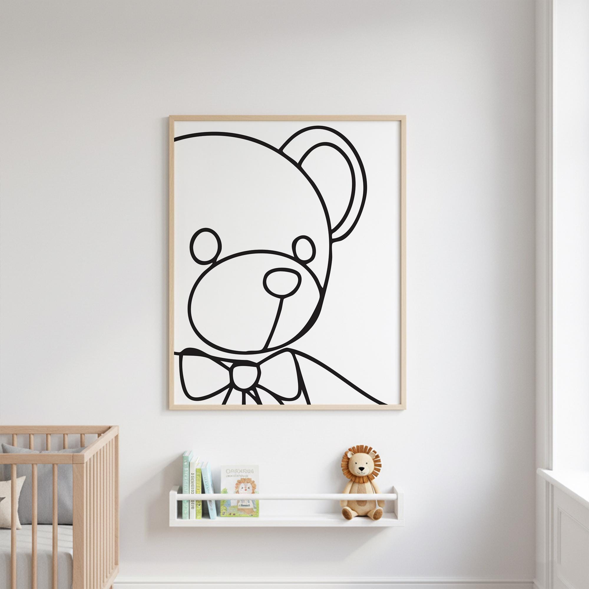 Minimalist Teddy Bear Line Art Print, Modern Nursery Decor - Etsy