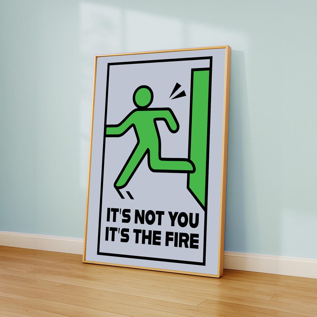 Exit Sign Humor Retro Humor Artwork Print, Exit Sign Printable Poster, for Home Office ...