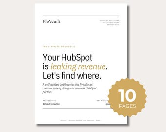 HubSpot Audit Template | CRM Revenue Leak Self-Assessment Diagnostic Printable PDF