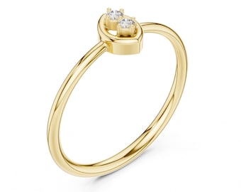 Yellow Gold Geometric Moissanite Round Ring, Bold Art Deco Pave Statement Signet Ring, Modern Cocktail Jewelry, Minimalist Eye Shape Jewelry