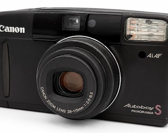 Canon Autoboy S Panorama Black 35mm Point and Shoot 38-115mm Zoom [Near Mint] Tested From Japan