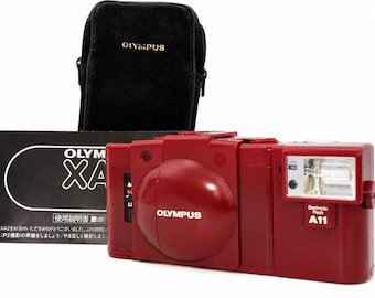 Boxed Olympus XA2 Red With Flash A11 and Case - Camera