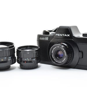 Pentax Auto 110 Film Camera Kit With 3 Lenses, 8 Filters & Winder