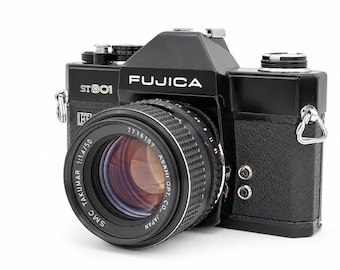 Fujica ST801 35mm SLR Film Camera with SMC Takumar 50mm f/1.4 Lens [Near Mint/READ] Tested From Japan