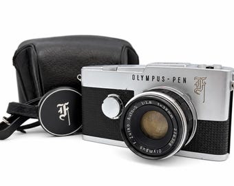 Olympus PEN F Half Frame Film Camera F.Zuiko 38mm F1.8 +Case [Near Mint-] Overhauled Tested From Japan