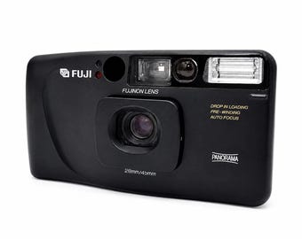 Fuji Cardia Travel Mini Dual-P 35mm Film Camera 28mm/45mm Panorama [Almost Mint] Tested From Japan