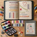 Embroidery Stitch Book Kit, 106 Patterns with Tools & Tutorials, 86 PCS Beginner Embroidery Kit, Portable All-in-One Hand Embroidery Book