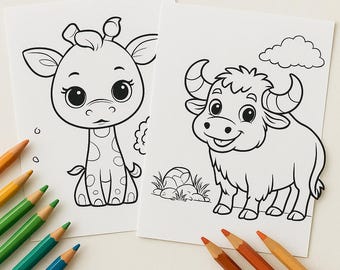 Ausmalbilder Kinder Digital | Süße Tiere zum Ausmalen | Malbuch PDF Download | Vielfältige Tiermotive zum Ausdrucken | coloring Pages | Kids