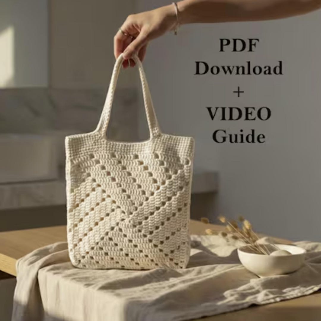 Beginner Crochet Tote Bag Pattern | Easy DIY Class (PDF Download ...