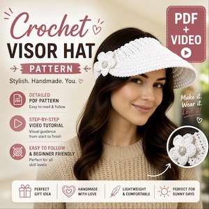 Easy Crochet Ruffled Sun Hat Pattern | Beginner Beach Visor with a VIDEO guide (PDF Download)