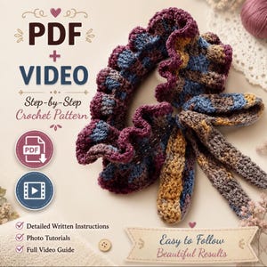 Ruffled Neck Scarf Crochet Pattern | Beginner Cowl Tutorial with a VIDEO guide (PDF Pattern)