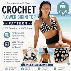 Bikini Häkelanleitung | Sea Shells Stitch 3D Texturierte Bademode (PDF + Video)
