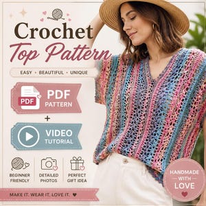 Beginner Boho Crochet Top Pattern PDF | Easy Summer Lace Tank Tutorial ( Digital Download + VIDEO )