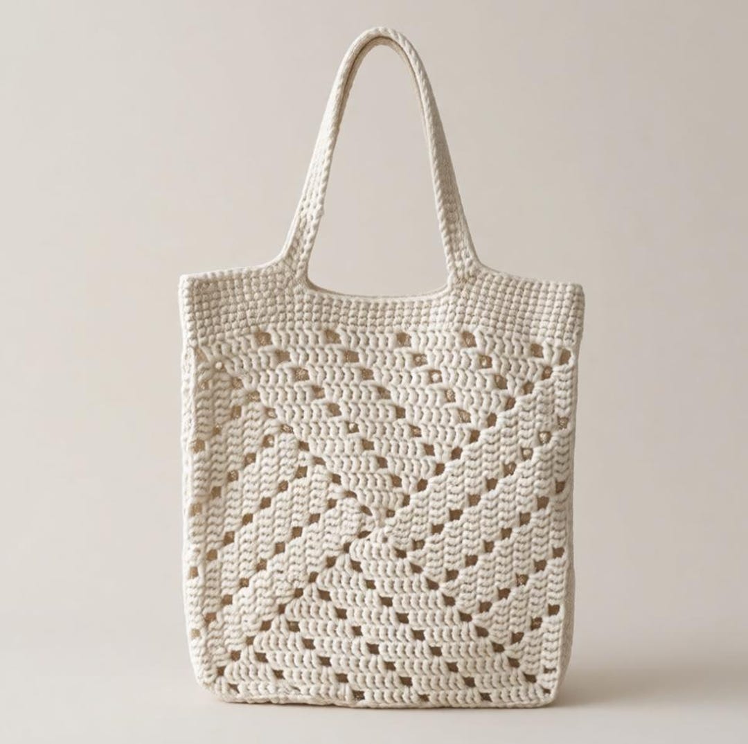 Beginner Crochet Tote Bag Pattern | Easy DIY Class (PDF Pattern) With a ...