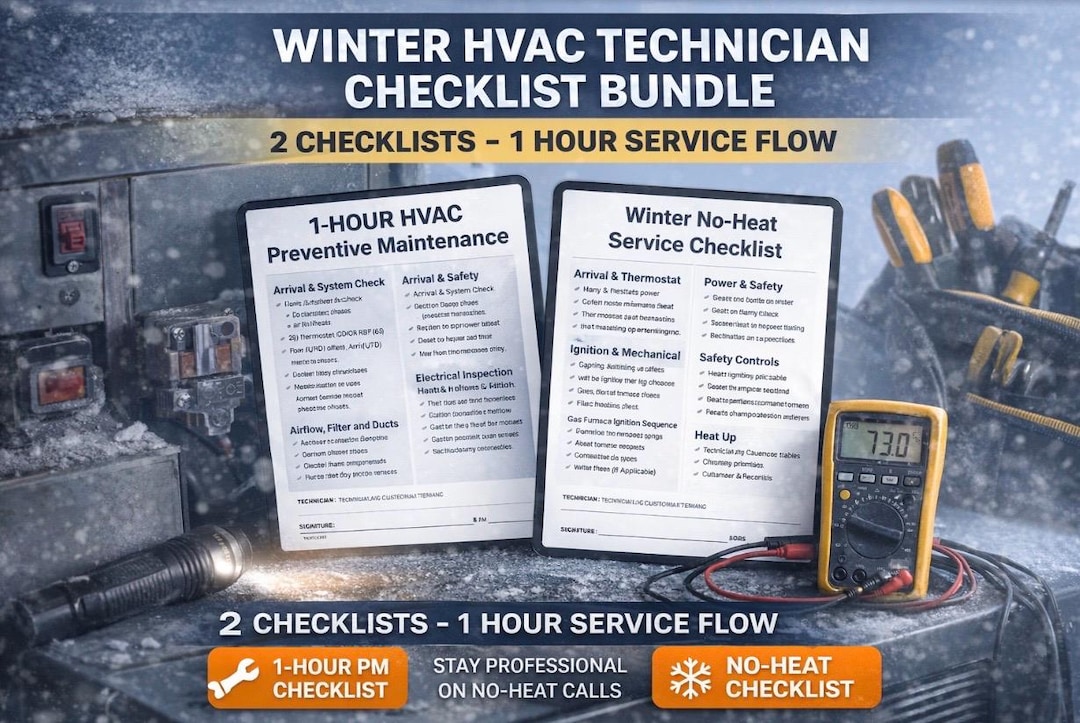 Example Technician Checklist Winter HVAC Technician Checklist Bundle | Preventive Maintenance + No ...