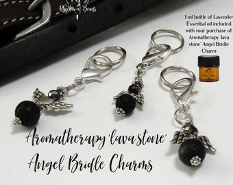 Horse BRIDLE CHARM, Aromatherapy Lava Stone, Angel charm, Bridle Tag, Bridle Charm, horse tack, horse bridle beads, gifts for horse lovers