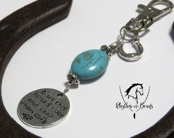 BRIDLE CHARM,Oval Turquoise, Bless this horse and rider charm, horse tack, horse bridle decoration