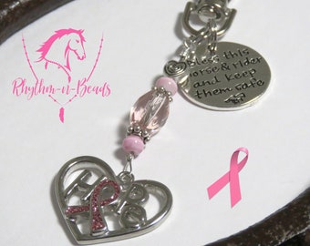 Horse BRIDLE CHARM, Cancer Awareness Charm ,horse tack, horse bridle decoration