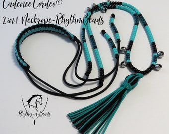 RHYTHM-n-BLUES, Cordeo, neckrope,Bridleless riding, Trail Bells, Bear Bells, Rhythm Beads, Horse Necklace, Western Riding,