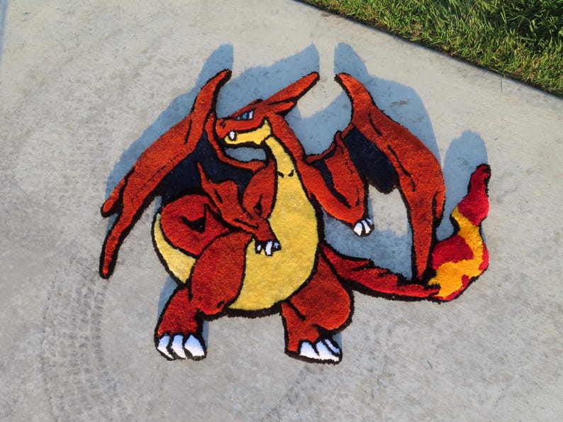 Base Set Charizard Rug Custom Charizard Rug - Handmade Pokémon-inspired Rug - Made to Order - Etsy