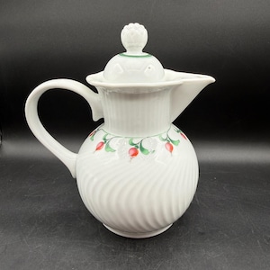 Jarra de café vintage Dansk Rosebud unissex OS Swirl Porcelana Cottage Boho