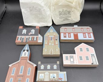 Lote de 6 ejemplares de la colección Vtg The Cat's Meow Collector's Club Village firmados por Faline (92, 94, 96, 97)