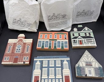 Lote de 5 zapatos de taberna firmados por The Cat's Meow Village Series V de 1987