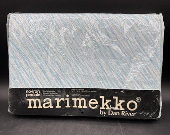 Vintage versiegelt Marimekko Dan River ONE King Flachblatt 108 x 102 in Crayon Blau