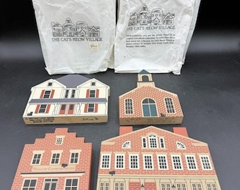 Lote de 3 locales comerciales antiguos de The Cat's Meow en Roscoe, Ohio, de los años 90.