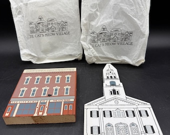 Vintage 1992 The Cat's Meow Village Series X 10 Firmado Faline City News Church