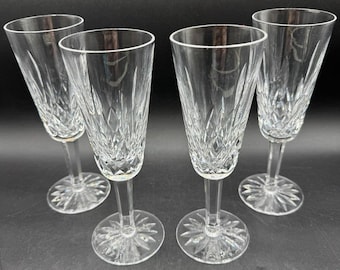 Juego de 4 copas de champán/vino Waterford Irish Cut Crystal Lismore de 18,4 cm (7 1/4 pulgadas)
