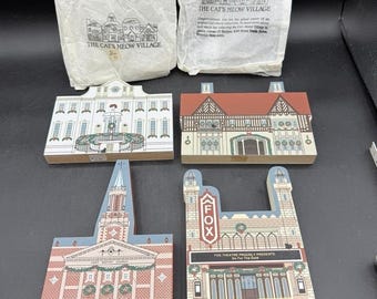 Lote de 4 figuras vintage de The Cat's Meow, serie navideña de Atlanta, Village Faline, '96 Swan Fox