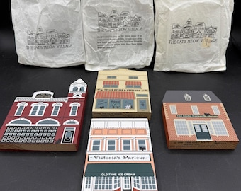 1990 Cat's Meow Village Series VII 8 Set 4 Libro firmado de la estación de bomberos de Faline Nell