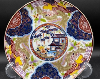 Vintage Imari Ware decoratief bord uniseks 10" Japans porselein Phoenix Boho