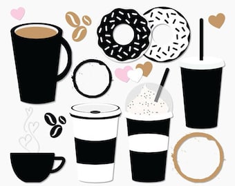 Coffee Clipart,Coffee Clip Art,Coffee Break Clipart,Donut Clipart,Iced Coffee Clipart,Iced Coffee Clip Art,Digital Clipart