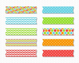 Primary Color Washi Tape Clipart,Washi Tape Clip Art,Digital Washi Tape,Digital Planner Stickers,Scrapbooking Clipart