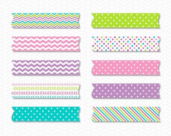 Pink Purple Aqua Green Washi Tape Clipart,Washi Tape Clip Art,Digital Washi Tape,Digital Planner Stickers,Planner Clipart