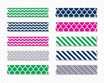Blue Green Pink Washi Tape Clipart,Washi Tape Clip Art,Digital Washi Tape,Digital Planner Stickers,Planner Clipart