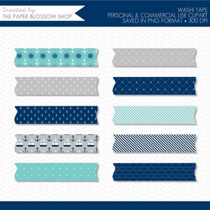 Washi Tape Clipart,Digital Washi Tape,Navy Aqua Lime Green Washi Tape  Clipart,Digital Planner Stickers,Planner Clipart