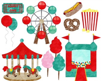 Watercolor Carnival Clipart,Carnival Clip Art,Ferris Wheel Clipart,Carousel Clipart,Bounce House Clipart,Circus Clip Art